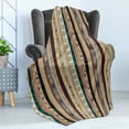 thumbnail image 4 of Tribal Soft Flannel Fleece Throw Blanket, Traditional Striped Pattern with Abstract Ornamental Details Vintage Artwork, Cozy Plush for Indoor and Outdoor Use, 70" x 90", Multicolor, by Ambesonne, 4 of 5
