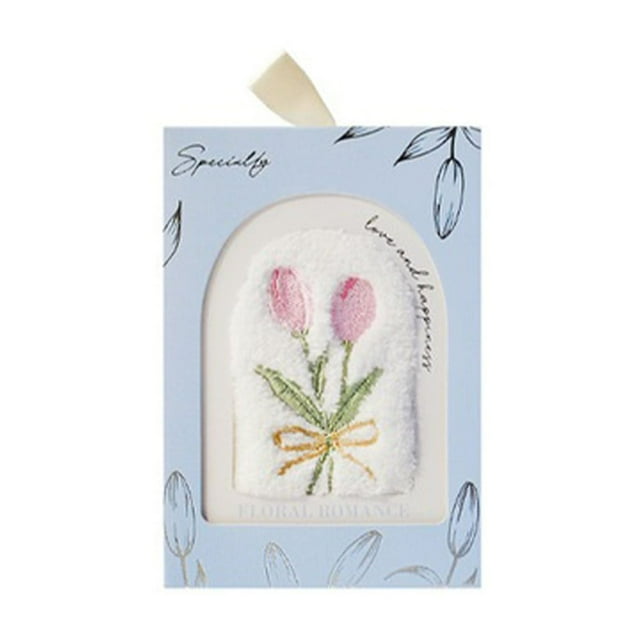 Floral Tulips Embroidered Towel Gift Absorbent Face Towel Hand Towel