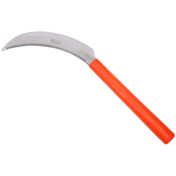Zenport K208P Harvest Sickle with Plastic Handle, Light Serration, 6.5-Inch Stainless Steel Blade, Orange