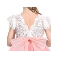 thumbnail image 6 of Girls Dress Pink Lace Pearl V-back Bow Tulle Wedding Bridesmaid 7 Years, 6 of 7