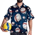 thumbnail image 4 of Baseball Men's Short Sleeve Casual Printed Button Down Beach Shirts, 4 of 6