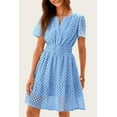thumbnail image 5 of Womens Summer Short Dress V Neck Short Sleeve A Line Wear To Work Hollow Out Lace Ruffle Cute Casual Beach Party Dresses, 5 of 6