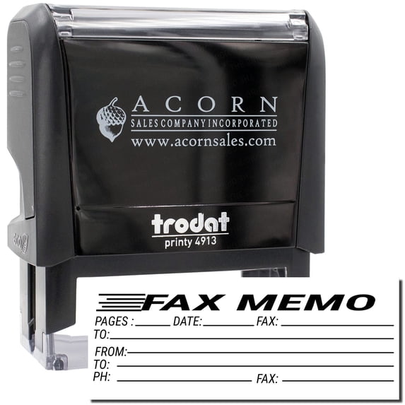 Large Self-Inking Fax Memo Stamp, Trodat Printy 4913, Press and Print Stamping, Impression Size 7/8" x 2-1/4", Up to 10,000 Impressions - Black Ink