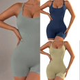 thumbnail image 2 of High Waist Yoga Jumpsuit Breathable Workout Bodysuit Shorts Adjustable Shoulder Strap For Women Gym Fitness Running Sky blue L, 2 of 4