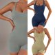 thumbnail image 2 of High Waist Yoga Jumpsuit Breathable Workout Bodysuit Shorts Adjustable Shoulder Strap For Women Gym Fitness Running Sky blue L, 2 of 4