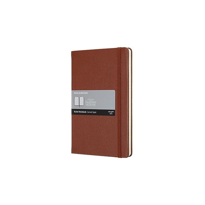 MOLESKINE CLASSIC LEATHER NOTEBOOK BROWN 5/" x 8.25/"