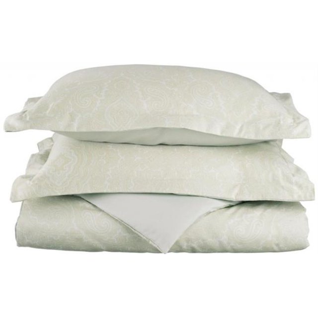 Coton Riche 600 Fil Compter Italien Paisley Housse de Couette Ensemble Simple-White