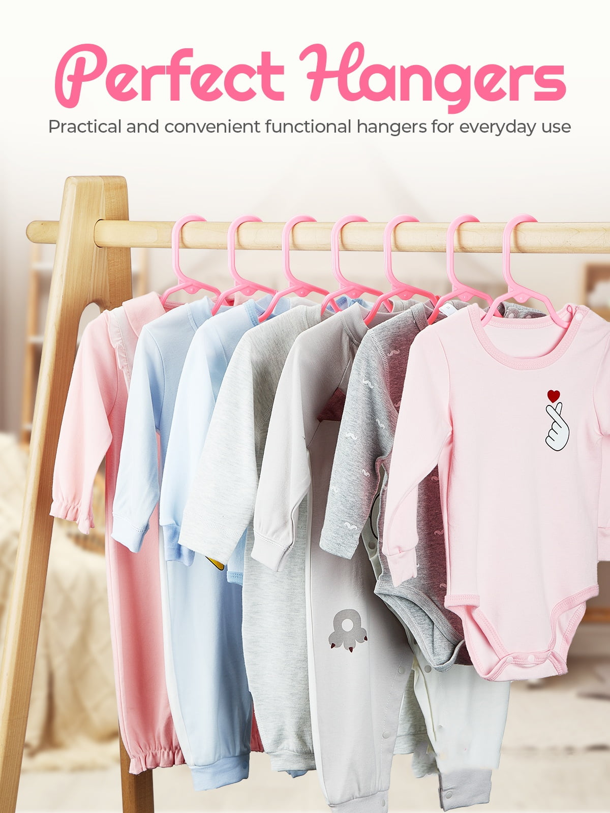 ACSTEP Baby Hangers 20 Pack, 11 Inch Kids Plastic Hangers, Non-Slip Baby Hangers for Closet, Baby Clothes Hangers for Pants Shirts Outfit Onesie, Pink
