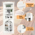 thumbnail image 4 of PORKISS White Corner Bookshelf, Wooden Tall Bookshelf with Metal Handle, Modern 5 Tier Corner Bookcase with Doors and Shelves, Freestanding Storage Cabinet for Living Room, Office, Dining Room, 4 of 7
