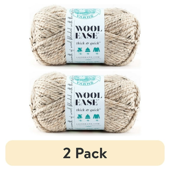 (2 pack) Lion Brand Yarn Wool Ease Thick & Quick Oatmeal Super Bulky Acrylic Wool Blend Yarn