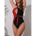 thumbnail image 2 of DARING DIVA Women's Criss Cross Color Block Monokini Set X-Large Black Red, 2 of 6
