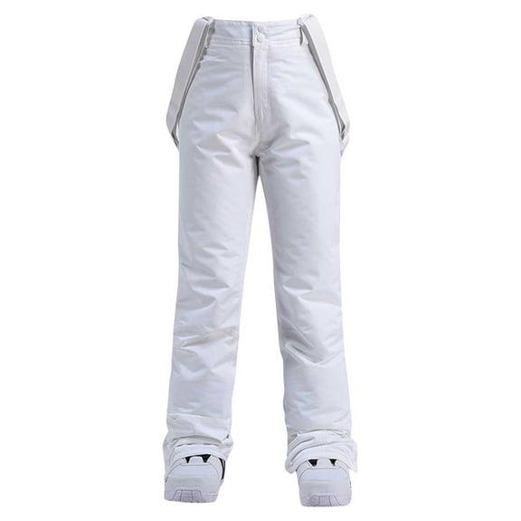 Women's Insulated Bib Overalls Solid Color One-Piece Suspenders Trousers