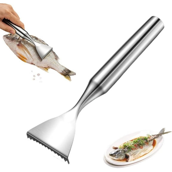 Sharp Stainless Steel Fish Scaler,2025 NEW 304 Stainless Steel Multifunction Fish Scale Planer Knife,Sawtooth Fish Descaler Tool for Family Kitchen, Seafood Markets (Silver/1PCS)