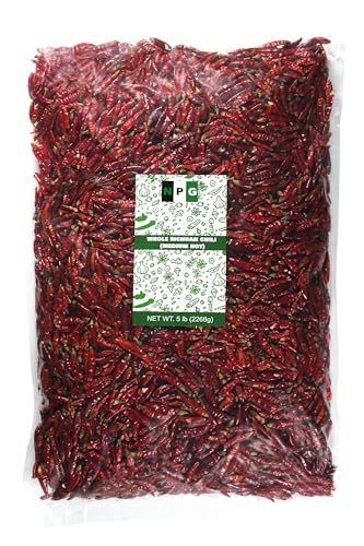 NPG Whole Dried Sichuan Red Chili Peppers 5 LB, Medium Hot, Capsicum Annuum Used in Mexican, Chinese, Thai Dishes, Premium Szechuan Dried Red Chilies for Chili Oil, Paste, and Sauce