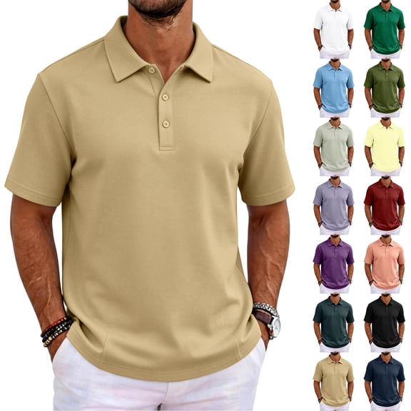 Polo Shirts for Men Short Sleeve Collared Golf Shirt with Pocket Moisture Wicking Quick Dry Performance Polos