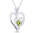 thumbnail image 3 of AFFY Heart Cut Simulated Peridot " I LOVE YOU MOM " Double Heart Pendant Necklace In 14k White Gold Over Sterling Silver, 3 of 7