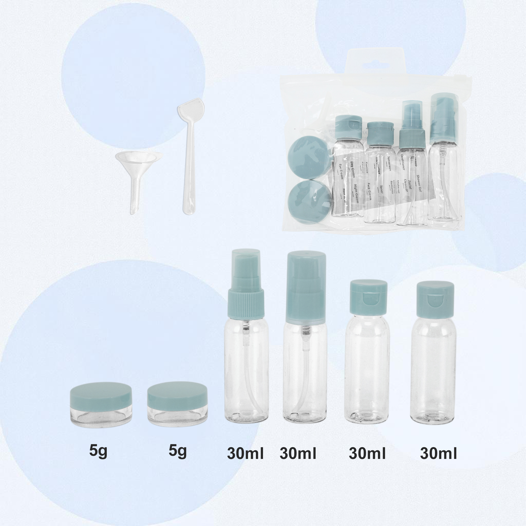 Unique Bargains Portable Travel Container Set 6 Pcs for Travel and Storage Blue