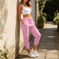 thumbnail image 6 of Maplenight Athletic Jogger Pants for Women Elastic Waist Gym Running Workout Pant Casual Lounge Travel Capri Pants with Pockets, 6 of 7