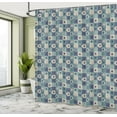 thumbnail image 4 of Ambesonne 80's Shower Curtain, Memphis Squares Lines Circles, 69"Wx75"L, Almond Green and Purpleblue, 4 of 4