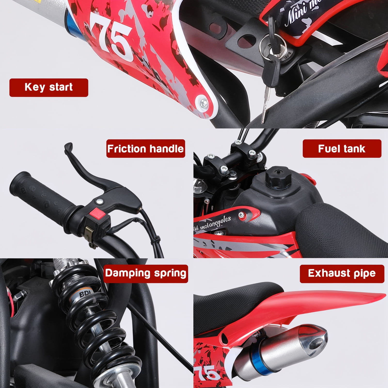 Aruwei 49cc 4-Stroke Kids Dirt Bike, Gas Power Motocross, Mountain Off Road Mini Motorcycle, Children Pocket Motorbike with Disc Brakes Clearance_Mini Motorcycle