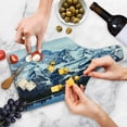 thumbnail image 4 of Scenery Cutting Board, Cartoon Like Mountain with Snow Landscape with Lake Reflection Art, Decorative Tempered Glass Cutting and Serving Board, Wine Bottle Shape, Blue Grey Dark Blue, by Ambesonne, 4 of 5