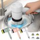 thumbnail image 1 of Cepillo eléctrico recargable - Raspador inalámbrico para lechada con 4 cabezales para azulejos, bañera y lavabo, carga USB, blanco/rosa/verde, 1 of 6
