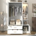 thumbnail image 6 of Blotout 2 Door Armoire Wardrobe Closet with Mirror & Sensor Lights, 71'' Large Wardrobe Armoire with 2 Drawers & Shelves, Modern Wooden Armoire Storage with Hanging Rod for Bedroom, White, 6 of 7