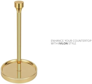 Countertop Paper Towel Holder - Modern Bell End Minimalist Design - Color Gold Polished