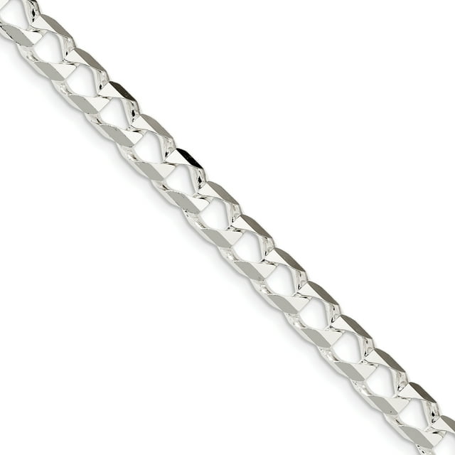 Sterling Silver 8.6mm Polished Open Curb Chain (Weight: 30.48 Grams, Length: 9 Inches)