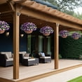 thumbnail image 5 of Artificial Hanging Flowers inch Basket, Faux Silk Petunias Flower Arrangement,Coconut Lining Planter with Morning Glories Plants Patio Garden Porch Deck Spring Decor(Lotus and Fuchsia), 5 of 5