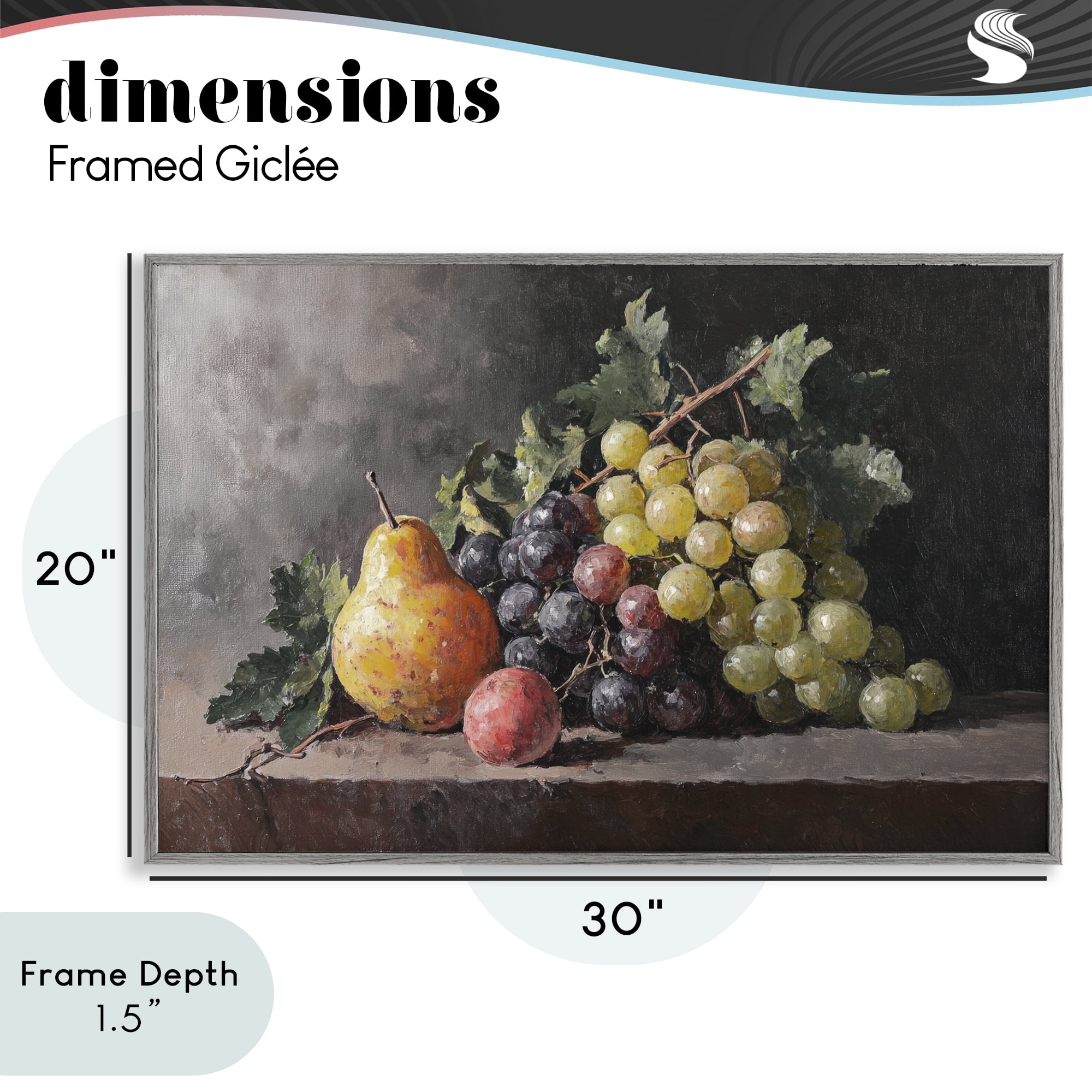 Stupell Industries Bountiful Fruit Classic Still Life Gray Framed Giclee Art, design by Petal Prints Design