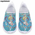 thumbnail image 1 of Doginthehole - Zapatos de enfermería con dibujos animados de color degradado para mujer, calzado informal de malla transpirable para verano, cómodos y planos, 1 of 5