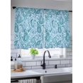thumbnail image 5 of Sheer Curtains 45 Inch Length 2 Panels Set for Kitchen, Light Blue Teal Semi Sheer Curtains for Windows, Retro Botanical Abstract Art Voile Window Treatments Rod Pocket Curtain, 5 of 7