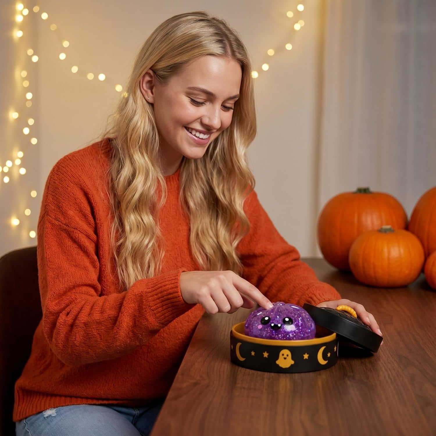 Halloween Spooky Ghost Dumpling, Dumplings Squishy with Steamer Stress Balls Stress Relief Fidget Sensory for Holiday & Birthday Gifts