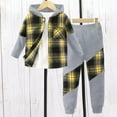 thumbnail image 2 of 12 Month Girl Clothes Long Sleeve Toddler Baby Boys Fall Winter Clothes Letter Long Sleeve Plaid Hoodie Sweatshirts Pockets Pants Plaid Hoodie Set 2 Piece Plaid Hoodie Outfits, 2 of 6