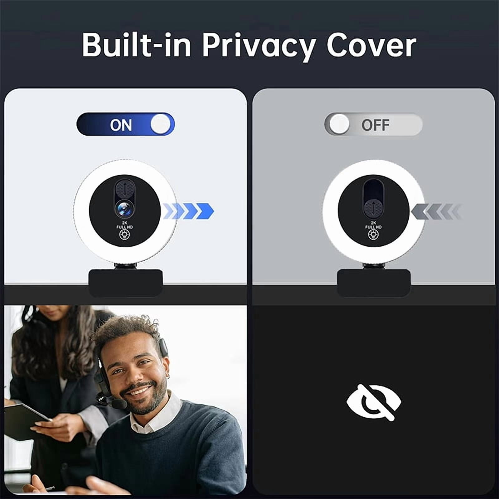 4k  With Fill Light, 2k/1080p Autofocus USB Camera With Microphone, Rotatable Webcam For Streaming, Video Conferencing