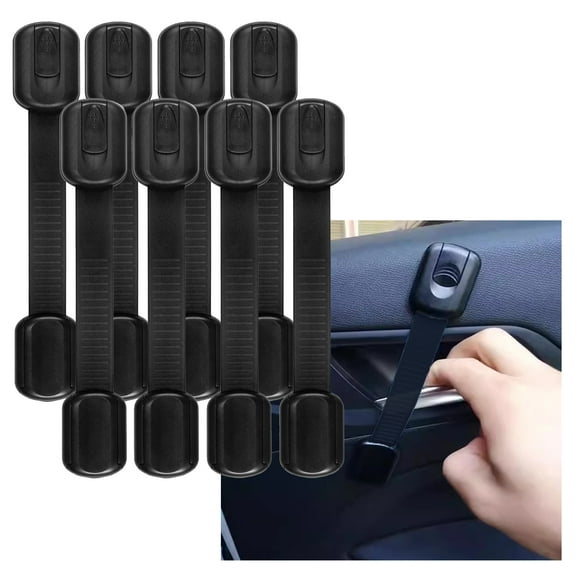 8 Pack Black Child Safety Cabinet Locks for Car Drawers, Oven, Refrigerator, Toilet Seat, Closet, and Cupboard Adjustable Straps