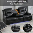 thumbnail image 5 of 6 Seater Swivel Recliner Chair Set, 150° Adjustable Lift Chairs with LED Light & Drop-Down Table with Two Cup Holders for Heavy Duty, Adults, Elderly, Max 350lbs, PU Leather, Black, 5 of 9