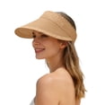 thumbnail image 3 of jiaxiM Women'S Sun Hats Summer Travel Vacation Foldable Wide Brim Straw Clip on Stretch Beach Hat Outdoor UV Protection Cap, 3 of 6