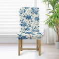thumbnail image 4 of Xoenoiee Blue Flower Print Waterproof Chair Covers for Dining Room, Stretch Dining Chair Covers Kitchen Parsons Chair Covers, Machine Washable, 1 Pack, 4 of 7
