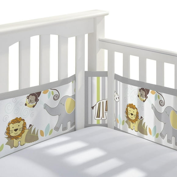BreathableBaby Doublure en maille respirante pour berceaux pleine grandeur, maille classique de 3 mm, Safari Fun Too (taille 4FS couvre 3 ou 4 côtés)