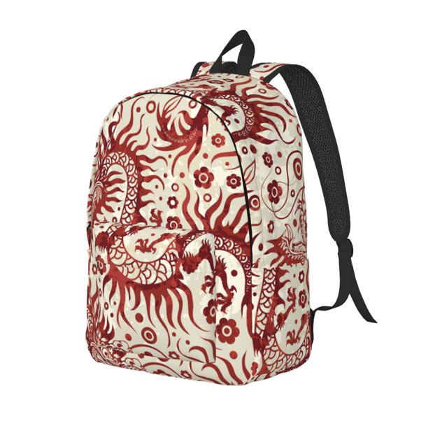 Balery Dragons1 Mochila Clásica Impresa Básica para Viaje, Mochila Escolar Resistente al Agua, Mochila de Lona con Correas Ajustables-Medium