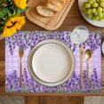 thumbnail image 4 of Purple Lavender Placemats Set of 4, Spring Watercolor Wildflowers Plant Plaid Placemats for Dining Table, Place Mats for Kitchen Tabletop, Waterproof Wipeable Dining Table Mats Set, 4 of 9