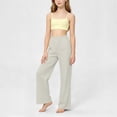 thumbnail image 4 of nerohusy Kids Wide Leg Pants Girls Elastic High Waisted Sports Pants Casual Solid Full Length Leg Pants with Pockets 14-15 Years, 4 of 6