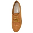 thumbnail image 4 of Women Shoes Lace Up Flats Almond Toe Tassel Boyfriend Oxford Style MASIE-51 Suede Light Brown Tan 5, 4 of 4