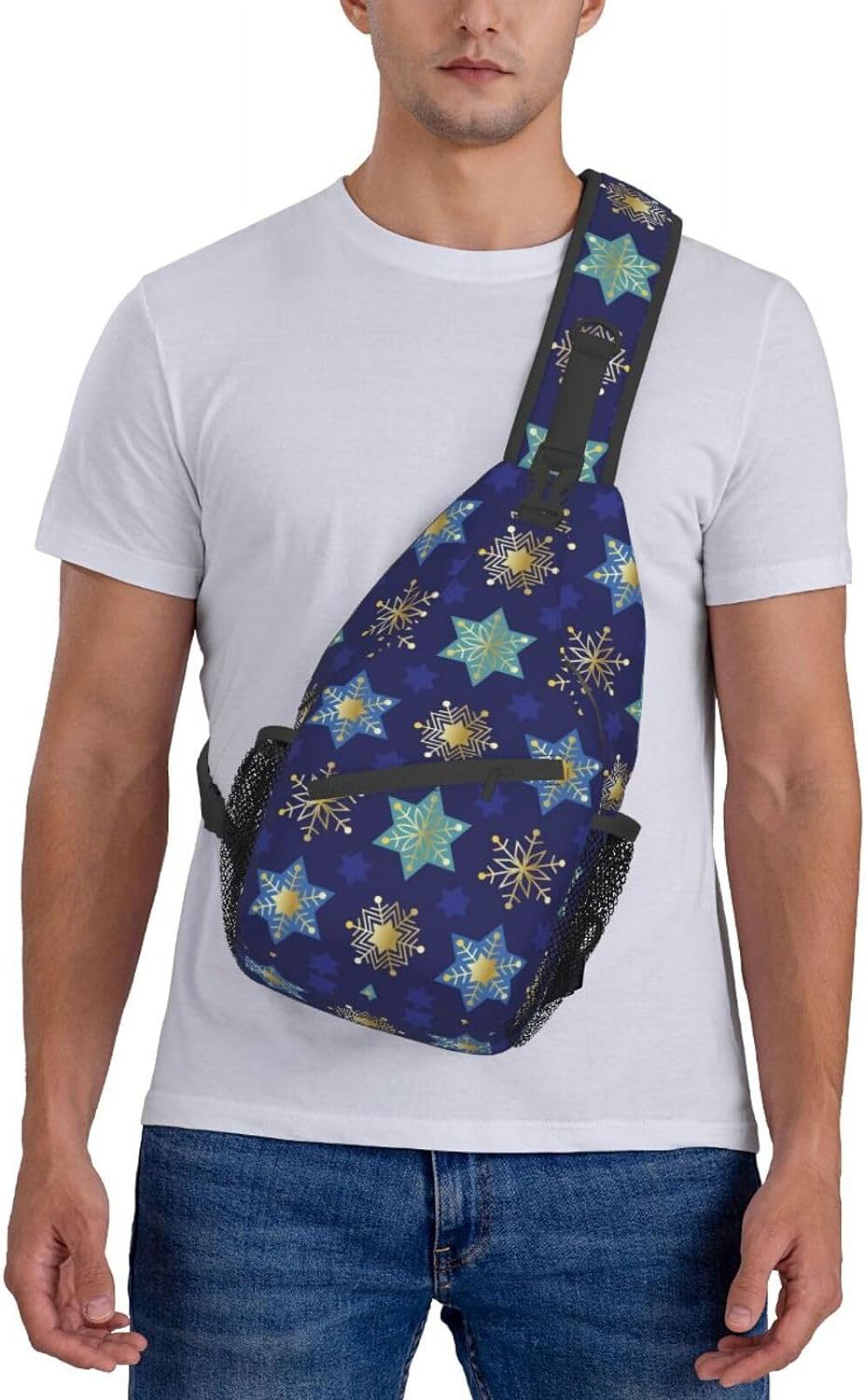 Happy Hanukkah Jewish Chanukah Holiday Sling Bag Crossbody Hiking Travel Chest Bags Backpack Shoulder Daypack for Women Men