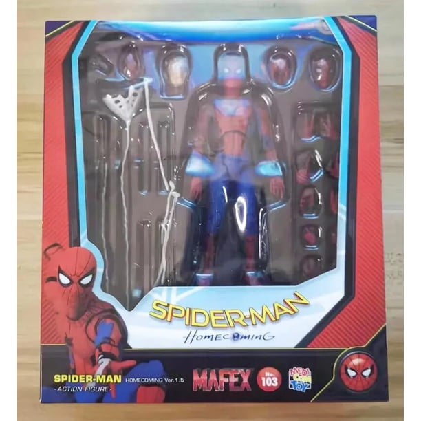 Figura de acción de Spiderman SHFiguarts Mafex Spider Man PS4, juguetes de regreso a casa, muñeca de colección, muñeca móvil conjunta LIUWENJING unisex