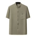 thumbnail image 2 of pstuiky camisetas de hombre, Camisa informal de manga corta, cuello alto, lisa y cómoda para hombre camisas casuales para hombre s, 2 of 3