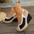 thumbnail image 2 of Dakaela Womens Open Toe Wedges Heels Ankle Strap Espadrille Platform Slip on Summer Sandals for Casual Beach Vacation Wedding Party Size 6-10 Black, 2 of 8