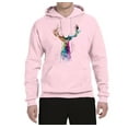 thumbnail image 2 of Wild Bobby, Colorful Paint Splatter Deer Head, Animal Lover, Unisex Graphic Hoodie Sweatshirt, Light Pink, Medium, 2 of 3